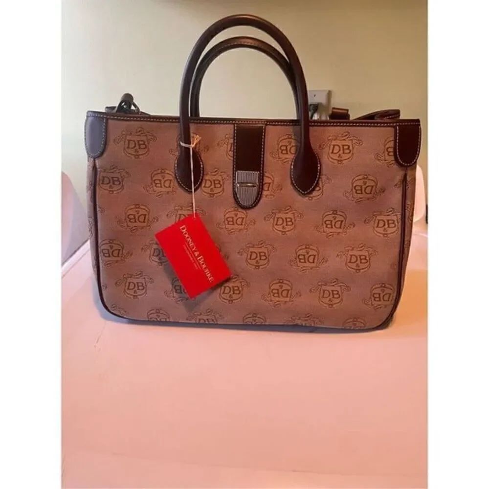 Dooney and Bourke Signature Monogram Canvasโand LeatherโHandbag